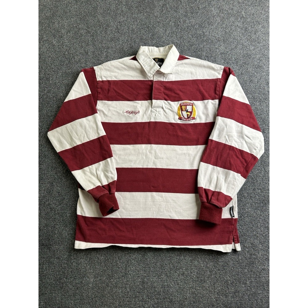 Mens Rugby Shirt Guinness Ireland Striped Long Sleeve Atlantic Rugby, Size XL